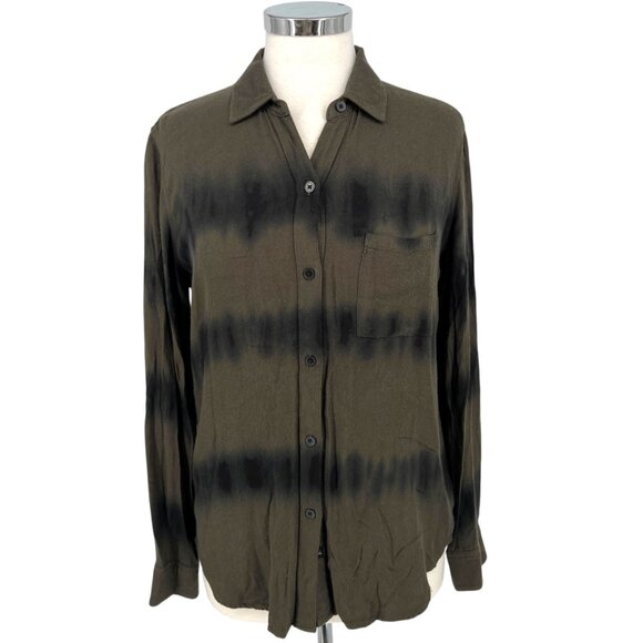 Rails Hunter Olive Black Waves Button-Down Shirt Womens Size Small - Picture 1 of 13